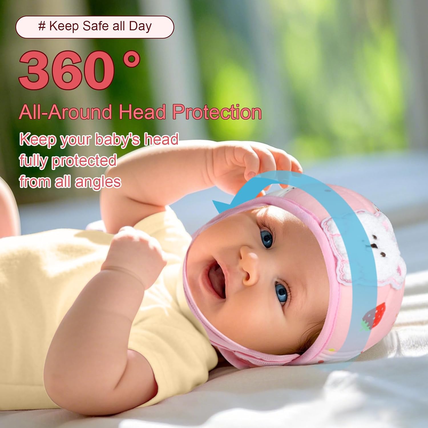 Baby Head Protector, Cute Baby Safety Helmet for Crawling Walking Running, Infant Headguard Soft Cushion Lightweight Breathable Protective Caps, Anti-Collision — image 3