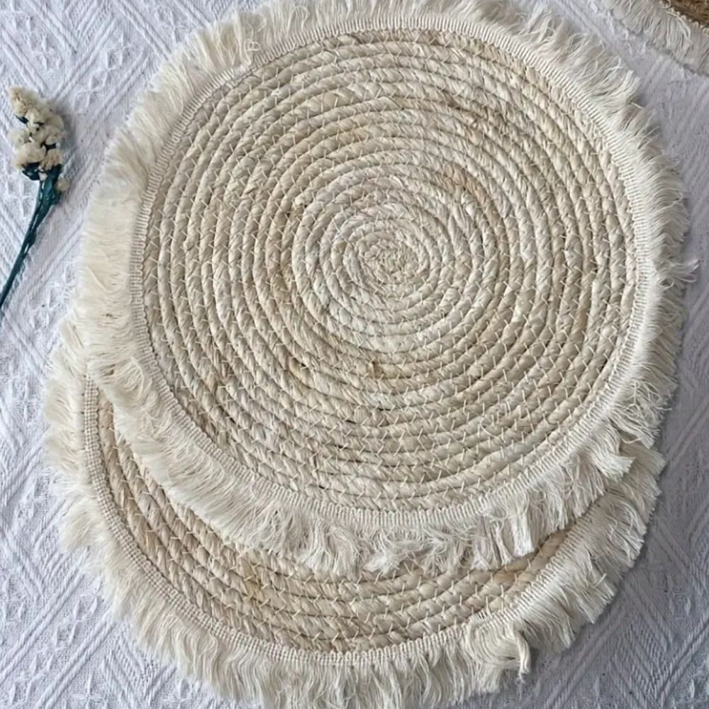 Round Placemats Set of 4 Table Mats Washable Cotton Heat Resistant for Dining Table Decor, Farmhouse Thick Rustic Kitchen Placemats Non-Slip Hand Woven Boho โ image 4