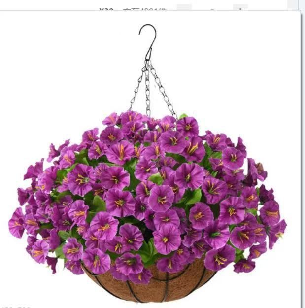 Artificial Petunia Hanging Flower Arrangement Red White Blue Flowers Outdoor - Multi-color - Size 6 โ image 2