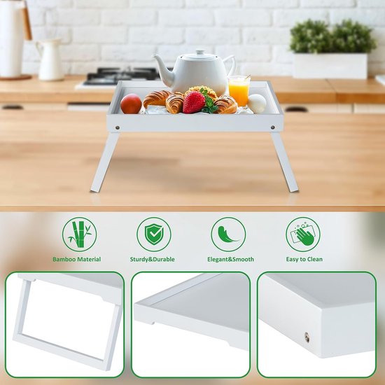 Folding table - Multifunctional folding table for home - Folding bamboo bedside table - Can be used as a dining table, TV table, laptop table, snack โ image 4