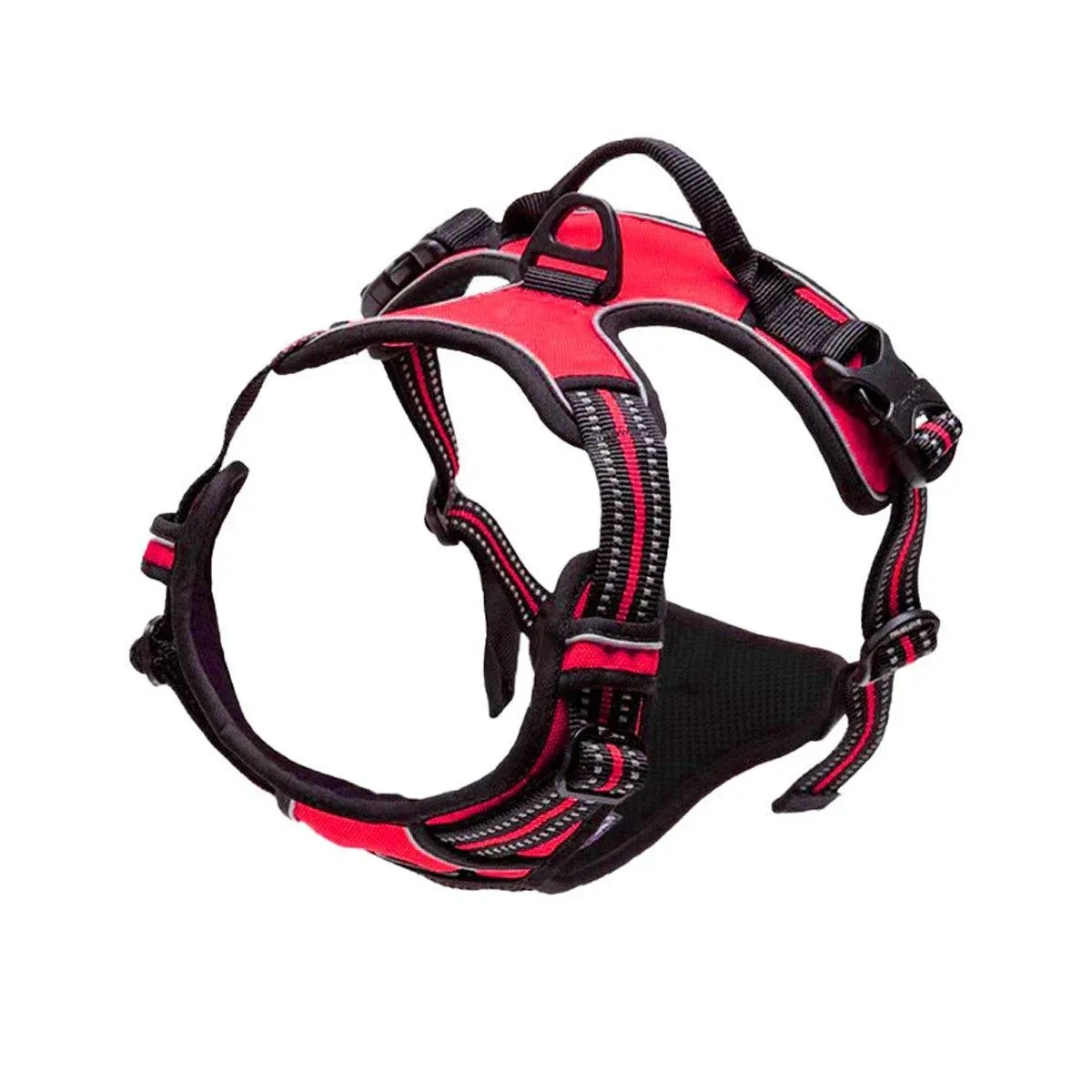 Adjustable No-Pull Dog Harness Vest S-XL Reflective Pet Training Outdoor Handle - Red-XL