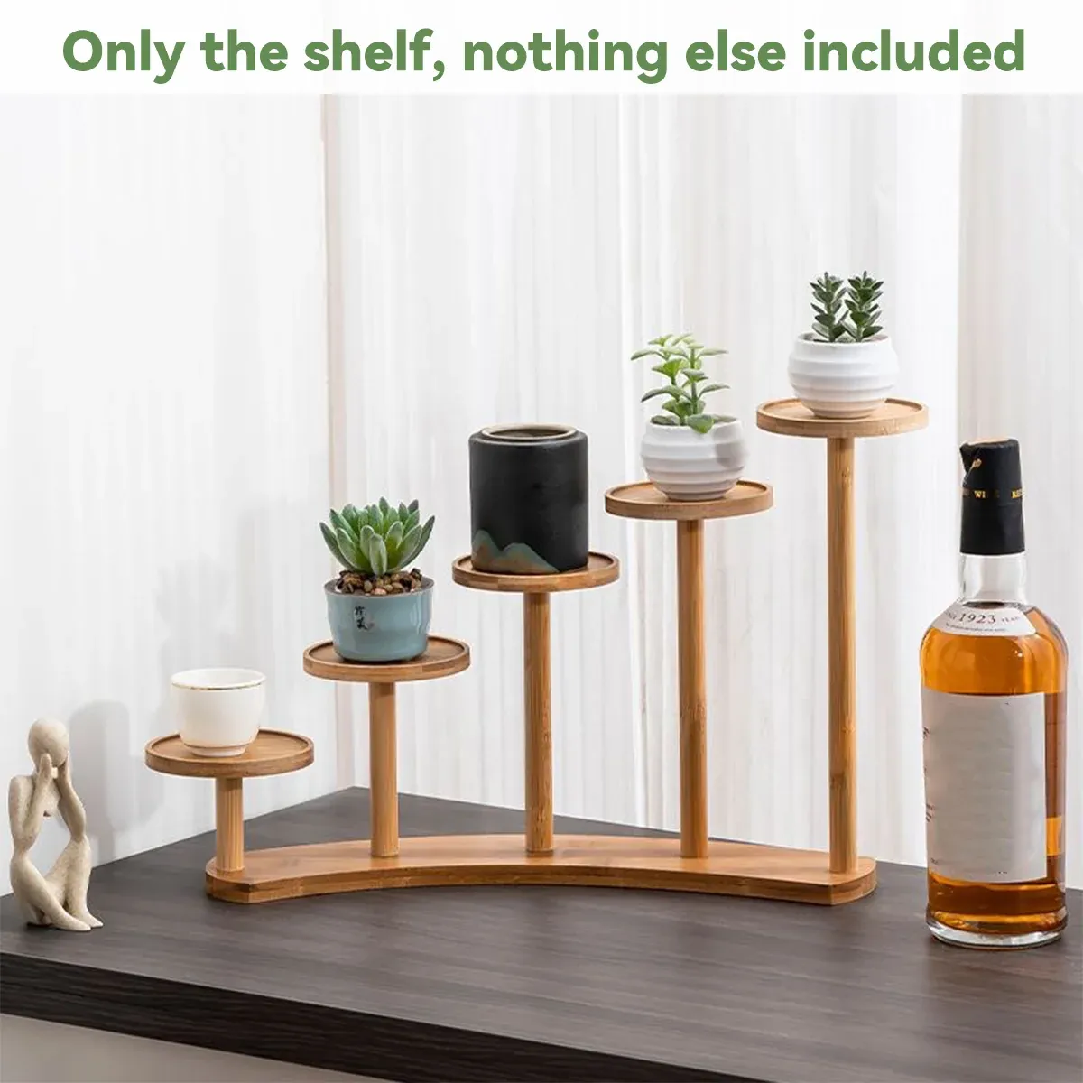 Bamboo Indoor Desktop Flower Stand for Living Room Office MultiTier Plant Holder - Round โ image 6