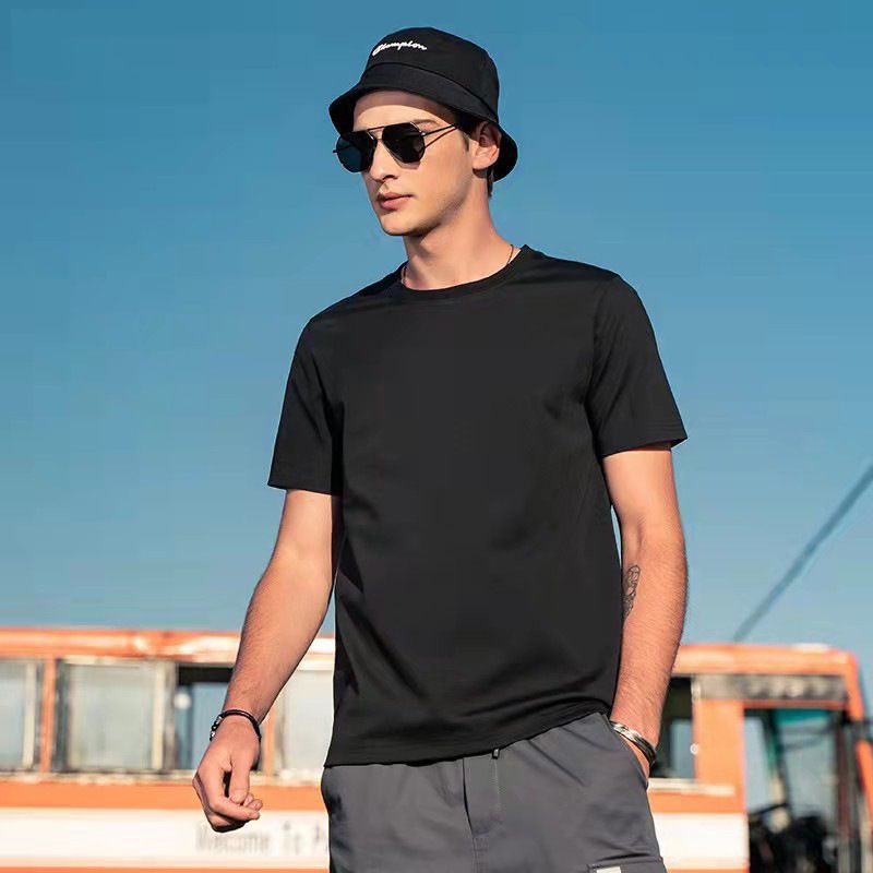 Men Short Sleeve T Shirt Cotton Loose Summer White 170/M(100kg -115kg) โ image 3