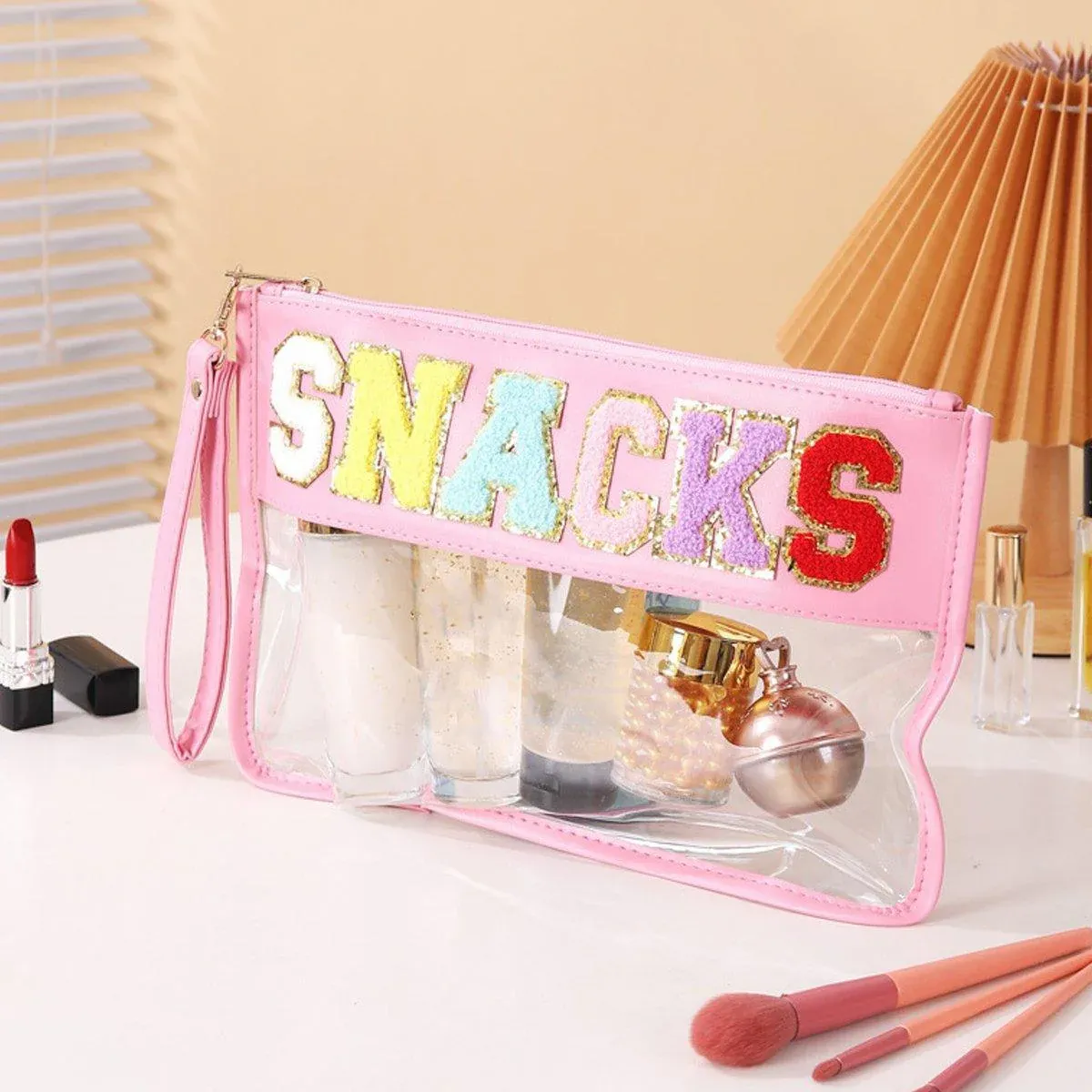 2X Embroidered Letter Cosmetic Bag Transparent PVC Bag Women Travel Toiletry Bag — image 4