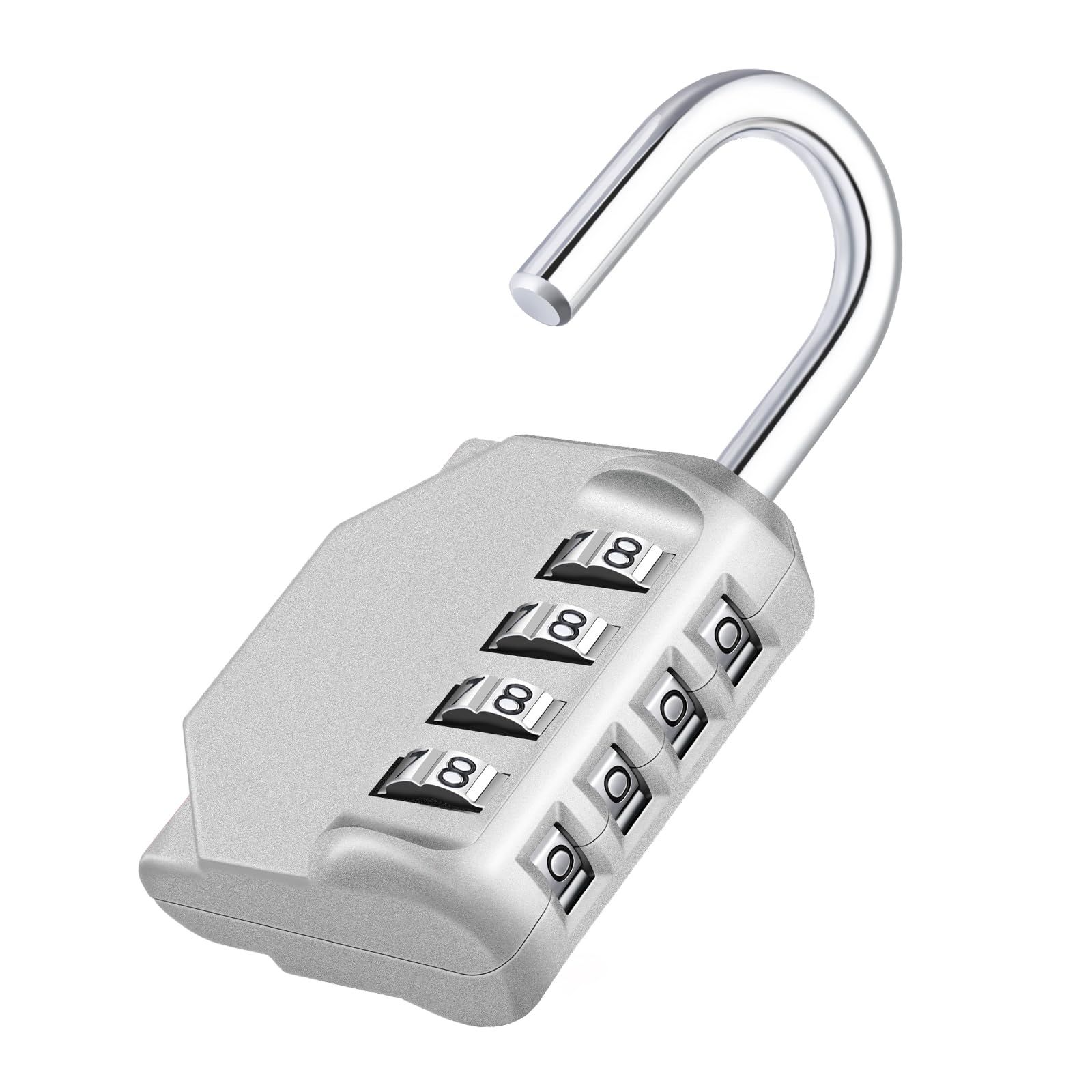 Combination Lock Outdoor, 4 Digit Re-settable Padlock for Gym, School, Fence, Employee Locker (silvery )