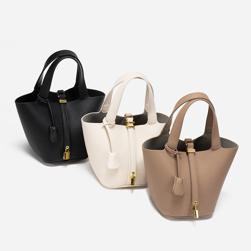Faw Elegant Women's Leather Tote Handbag with Gold Lock Detail โ image 2