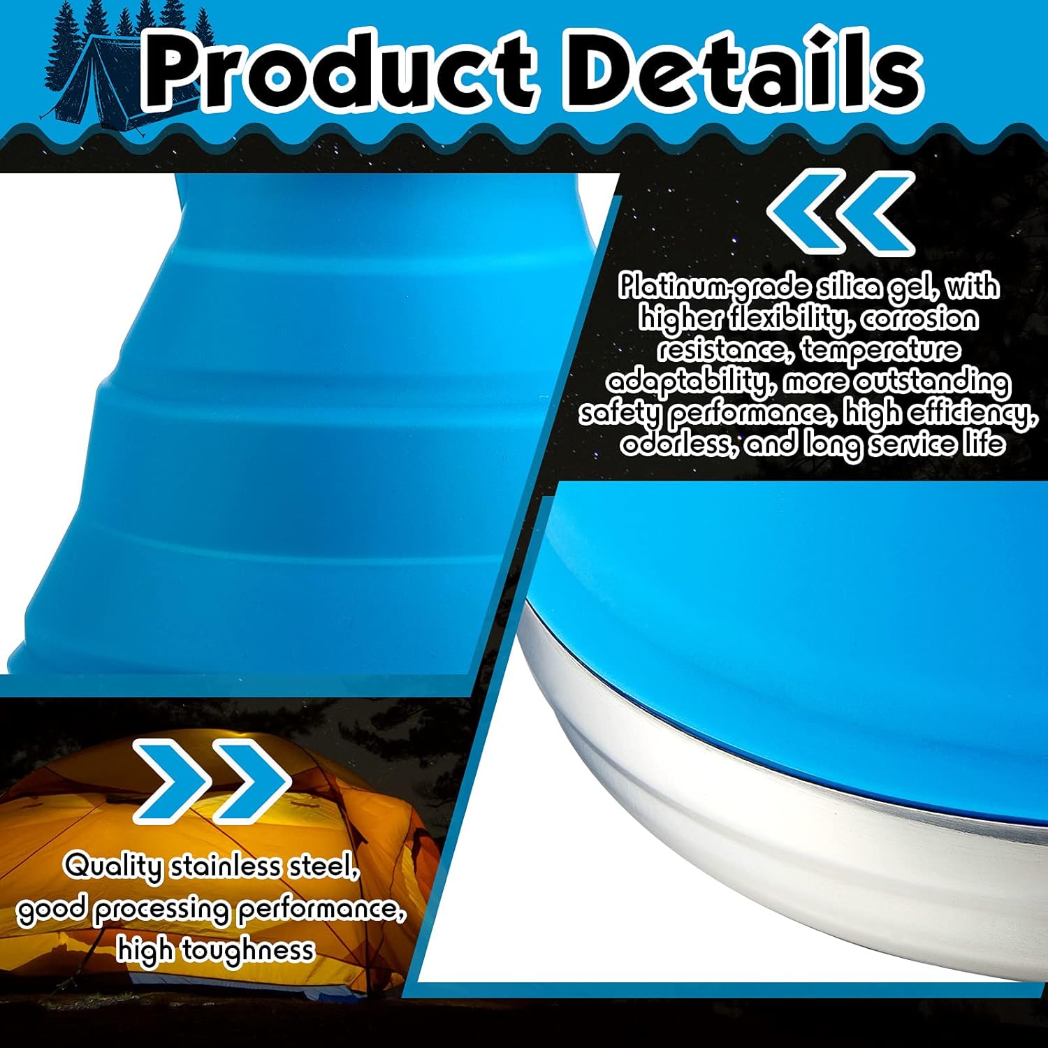 1.5l Portable Collapsible Kettle Camping Pot Collapsible Tea Kettle for Hiking Travel and Outdoors — image 3