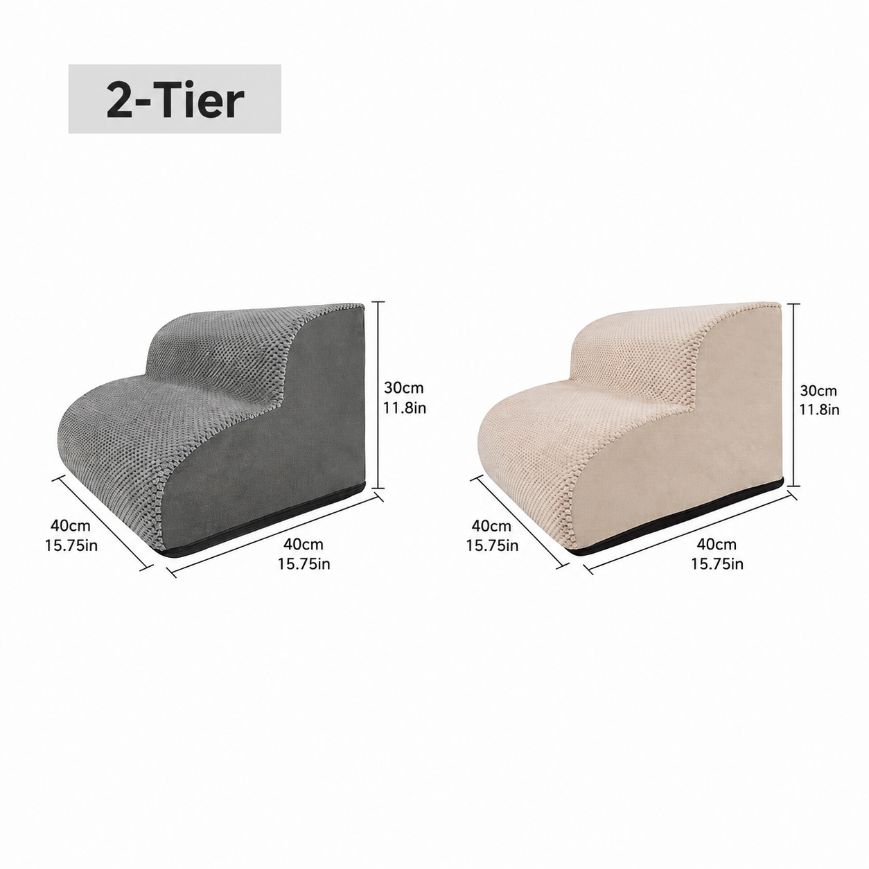 Orthopedic Foam Pet Stairs with Washable Cover – Safe 2, 3, & 4 Tier Dog Ramp for Bed & Couch Access, Gentle Slope for Puppies, Small Breeds, and Senior Pets — image 2