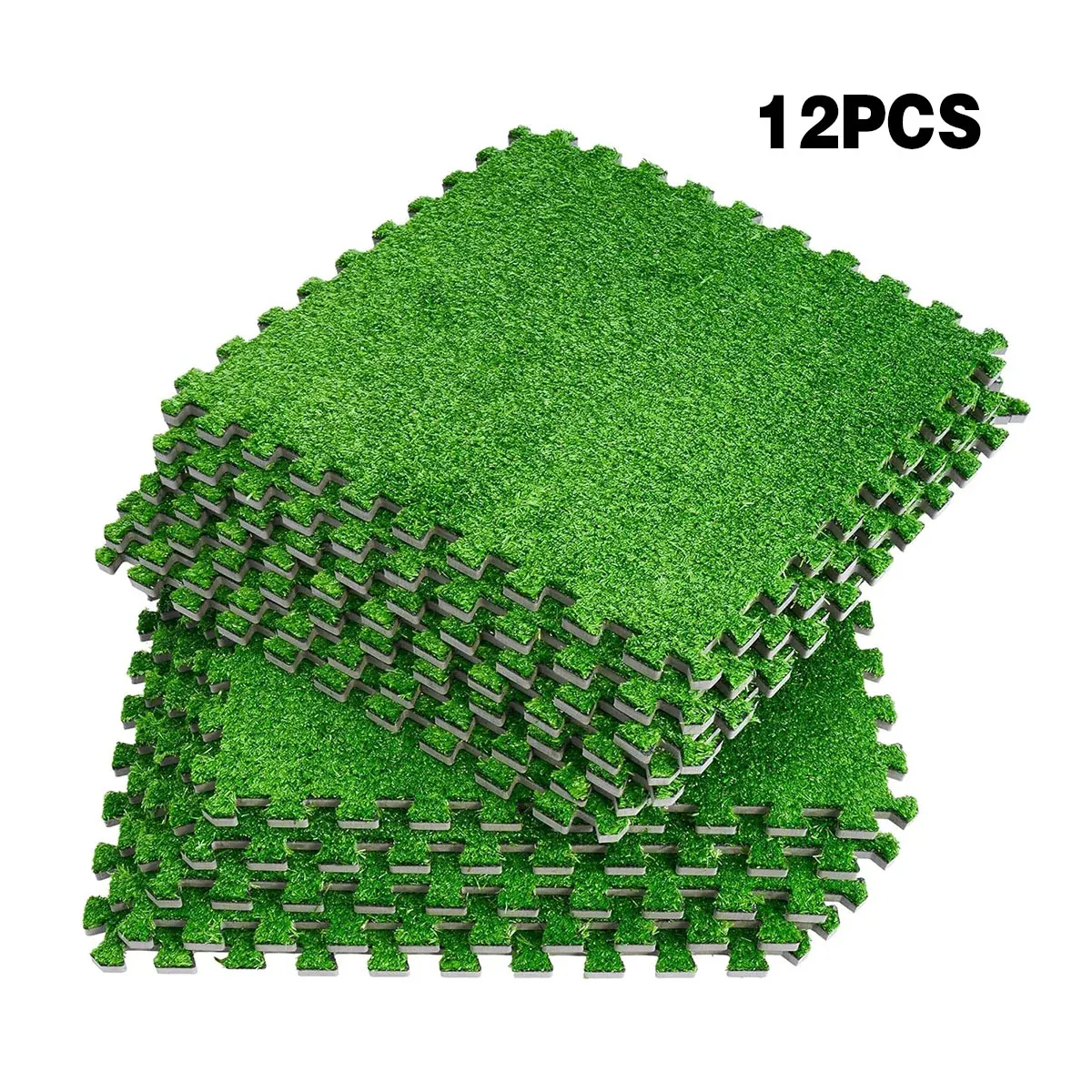 Artificial Grass Mat 12PCS Turf Floor Carpet Green Interlocking Tiles For Garden โ image 6