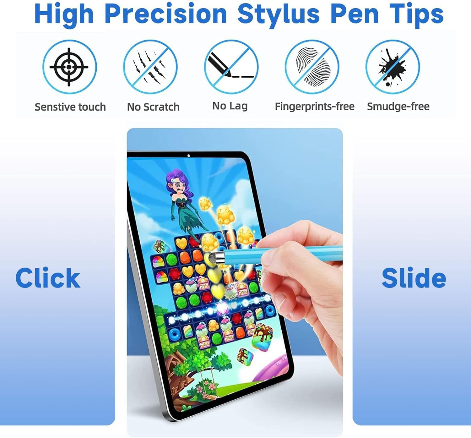 Mesh Fiber Tips (10 Pack) Stylus Pen Replacement Tips Suitable for capacitive Touch Screen,High Sensitivity, Soft, no Scratch Screen Pen tip — image 2