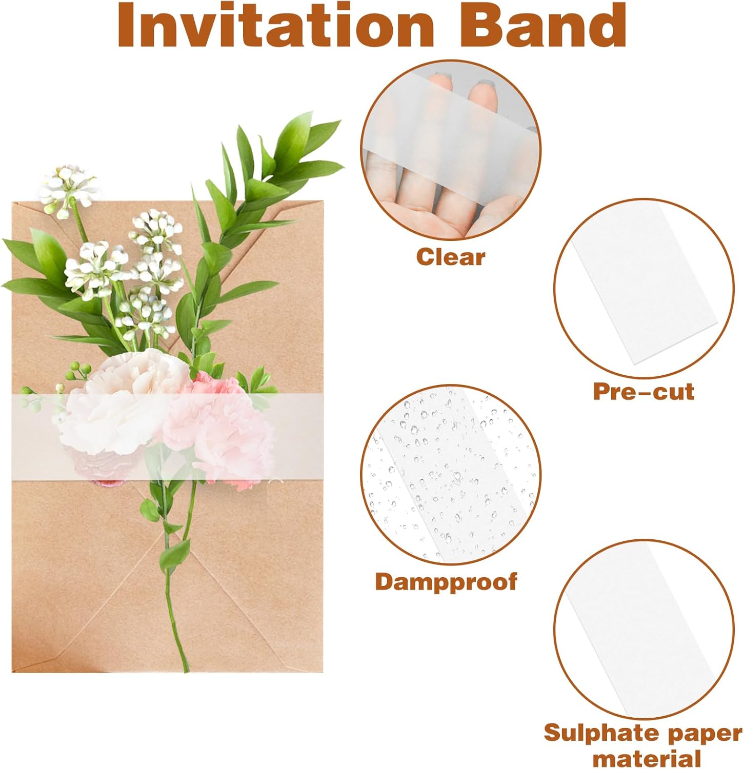 150Pcs Vellum Belly Band for 5x7 Invitations, Clear Invitation Belly Bands Wedding Invitation Accessories, Vellum Paper Belly Bands Liners for Vellum Envelopes — image 3