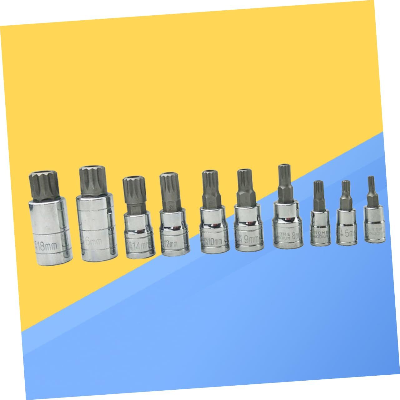 10 piece drill socket and star socket set, with Cr-V steel casing, used for multifunctional socket sockets in automotive maintenance β image 3