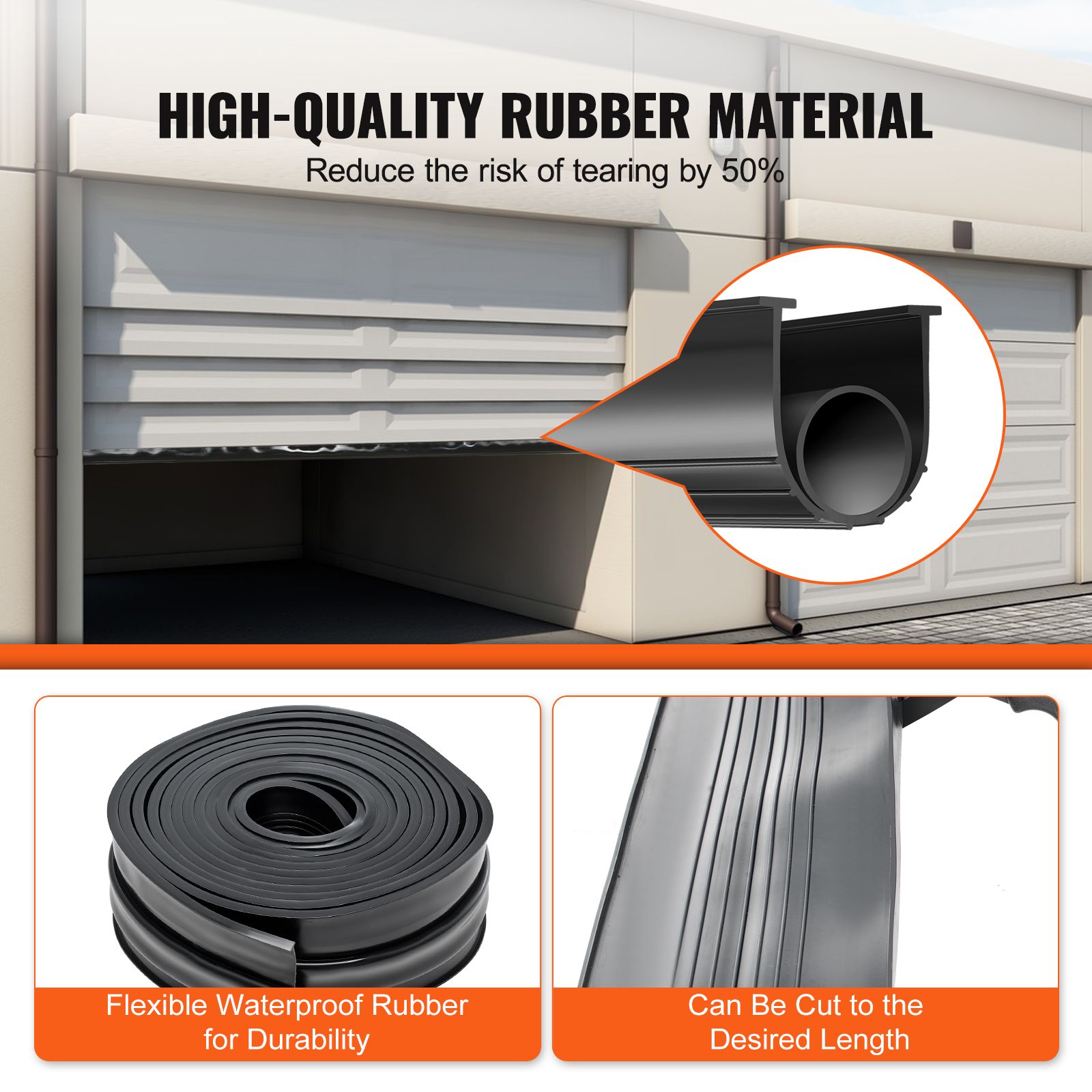 Garage Door Seals Bottom Rubber, U Shape +O Ring Combination Garage Door Bottom Weather Seal, 20ft Weatherproofing Garage Door Seal, 5/16 inch T-ends and 3 3/4 — image 3