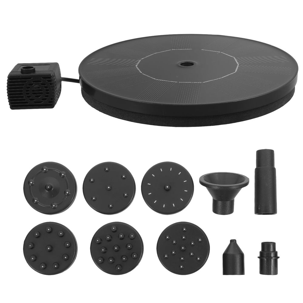 Solar Garden Fountain Pump, Black Plastic, Automatic Pump for Small Ponds and Outdoor Water Features 1.5 Inch