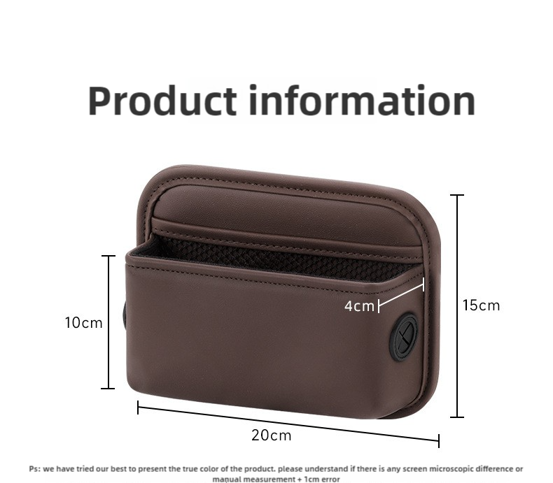 Brown PU Leather Car Storage Organizer with Dual Charging Holes and Inner Mesh Pocket, Multi-functional Door Handle Hanging Bag for Phones and Accessories โ image 5
