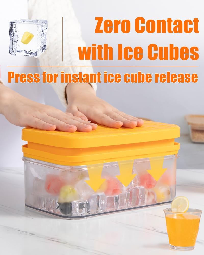 Ice Cube Tray with Lid&Bin, Ice Cube Mold with 56 Cubes, Stackable Ice Trays for Freezer with Easy-Release Silicone Bottom, for Drinks, Coffee, cocktail — image 3