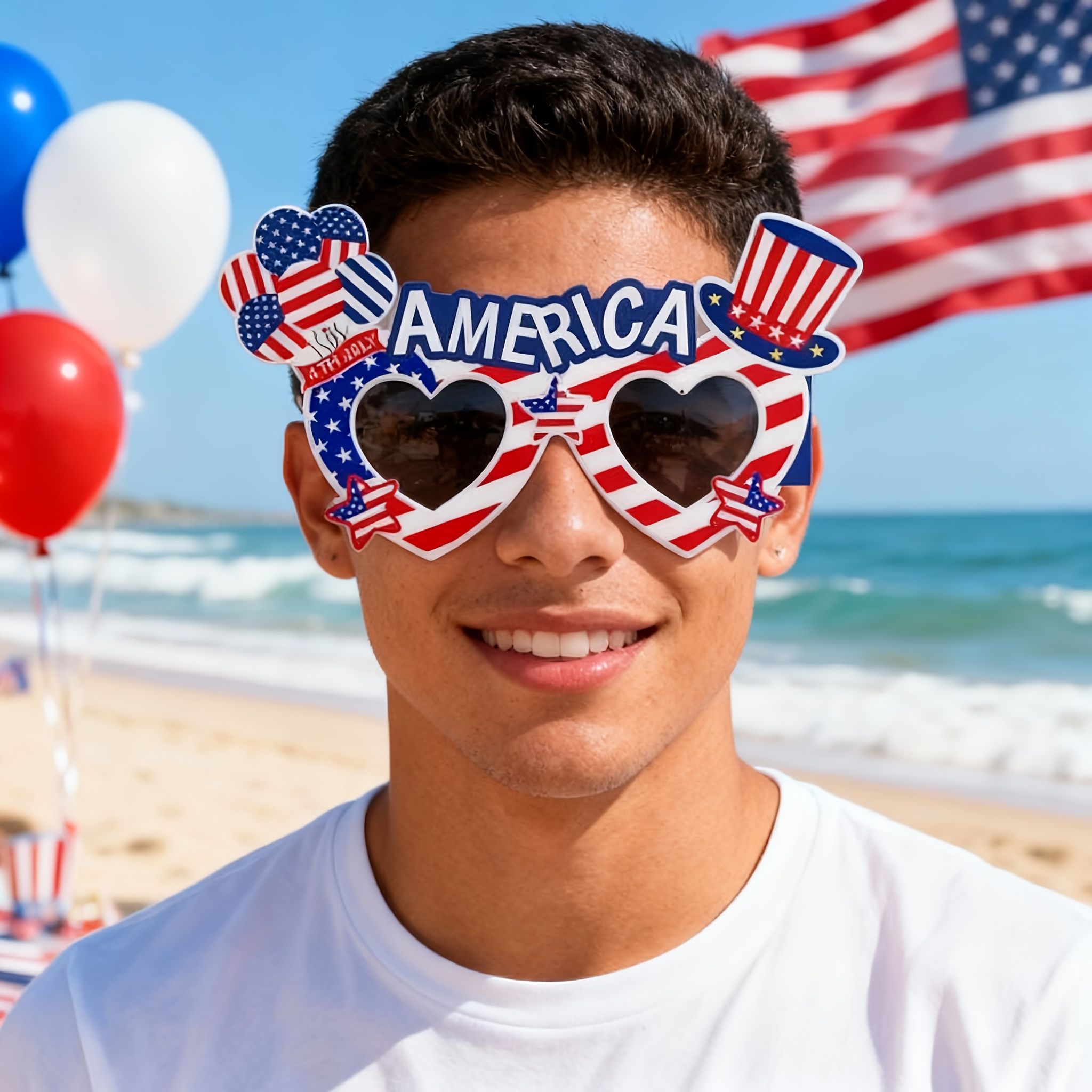 16pcs American Flag Glasses, USA Patriotic Party Glasses for July 4th, Independence Day, Memorial Day, Fun Photo Booth Props & Party Favors, 16 Paper Glasses โ image 3