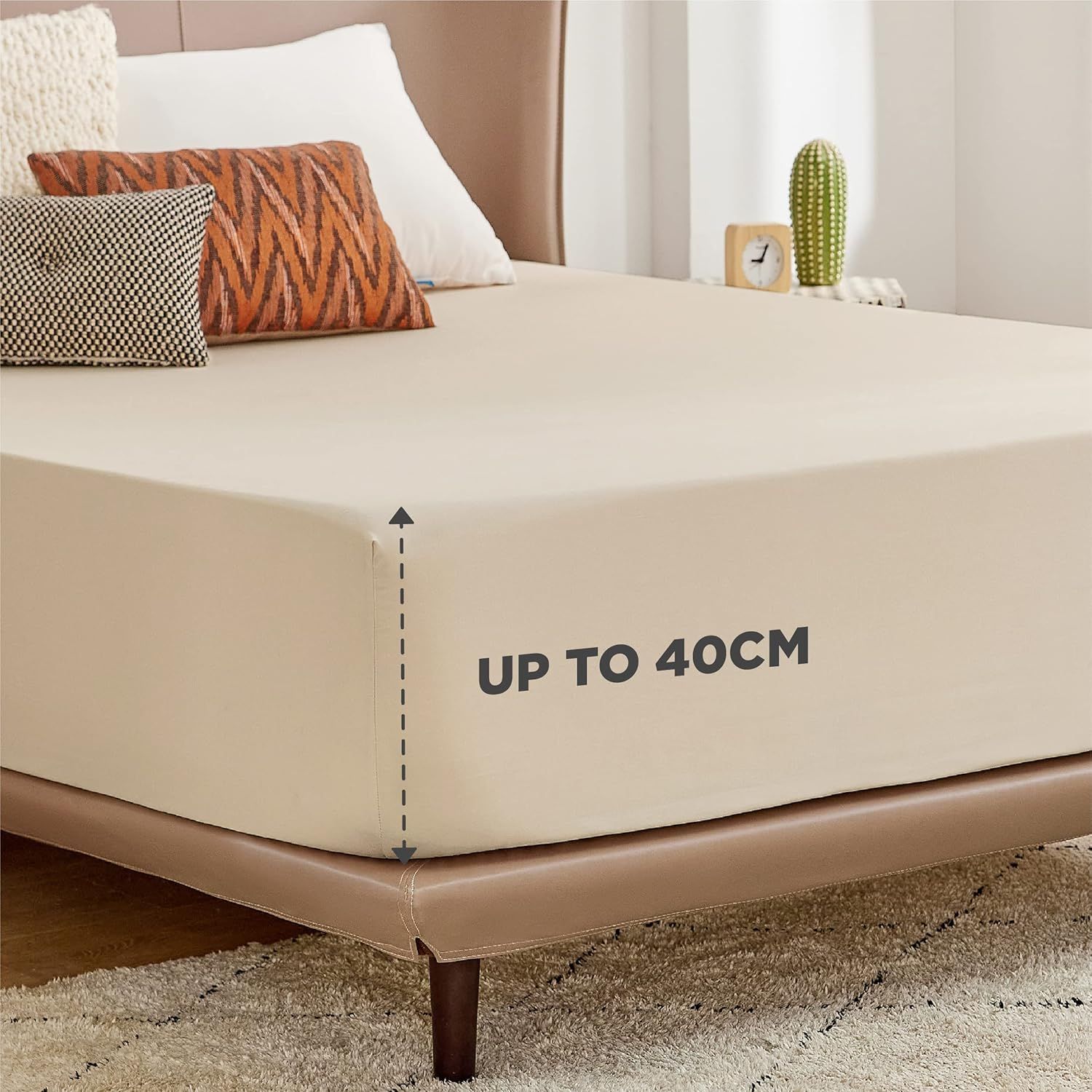 2000TC Hotel Quality Fitted Sheets - 2 Piece Fitted Sheets -Breathable Bedding - Wrinkle, Fade, Stain Resistant- 16inch/40cm Deep Pocket Fitted Bed — image 6