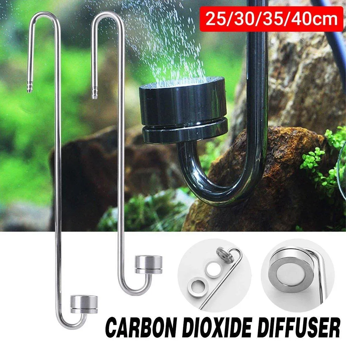 Stainless Steel Aquarium CO2 Diffuser Carbon Dioxide Atomizer Grass Tank Bubbler - 40cm — image 2
