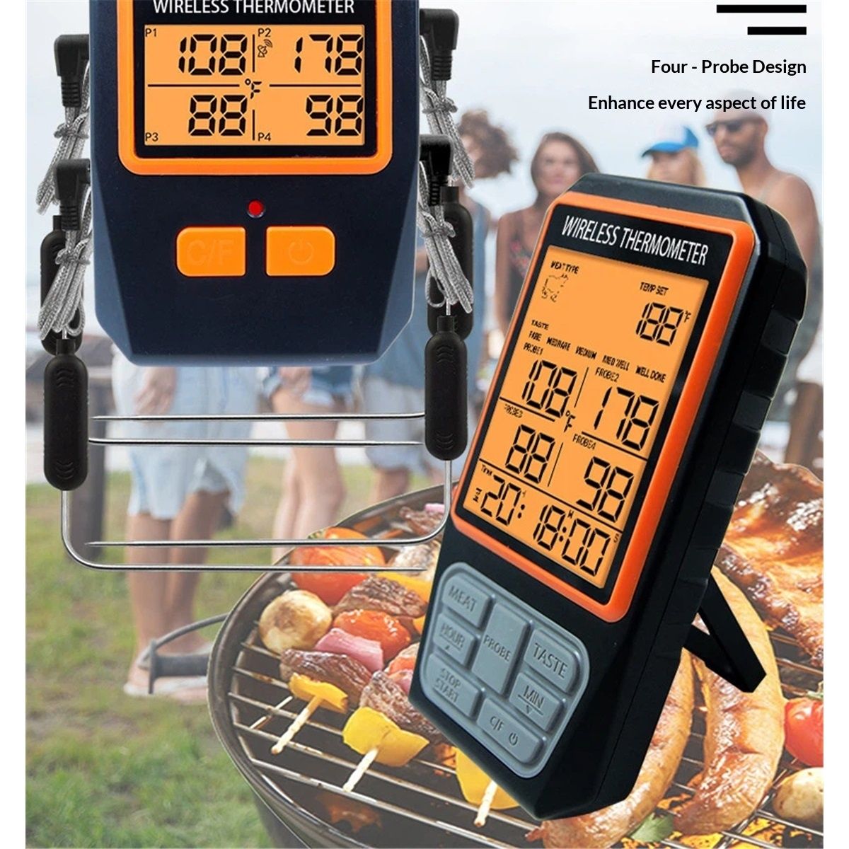Long Range Wireless Meat Thermometer for Grilling and Smoking with 4 Probes BBQ Grill Kitchen Food Cooking Digital Thermometer for Meat — image 3
