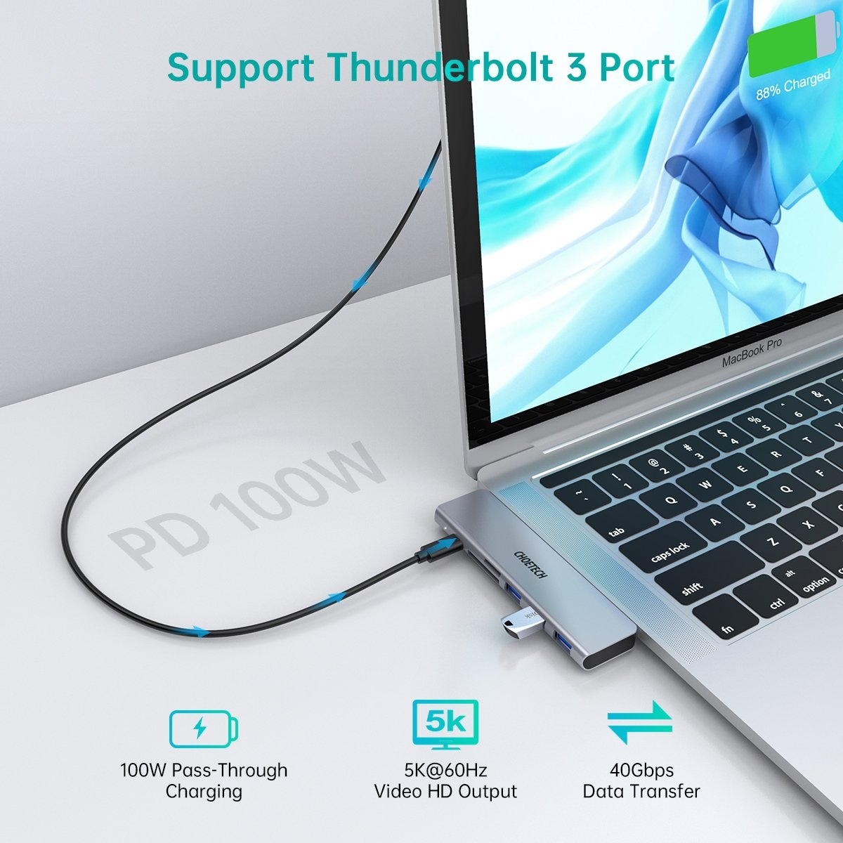 CHOETECH HUB-M23 7-in-1 MacBook Pro USB Adapter โ image 4