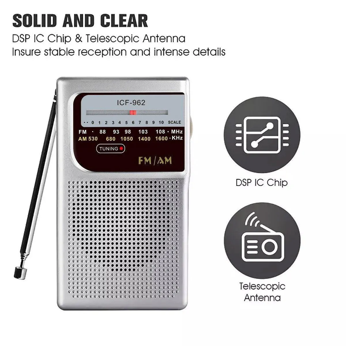 Vintage Retro Portable Radio FM AM Classic Speaker for Home Office Outdoor Use — image 4