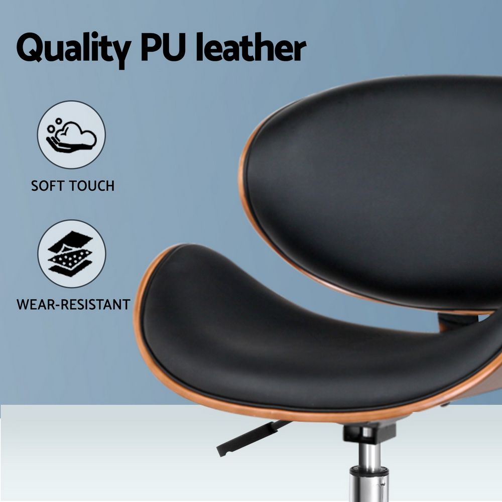 Artiss Wooden Office Chair Leather Seat Black — image 5