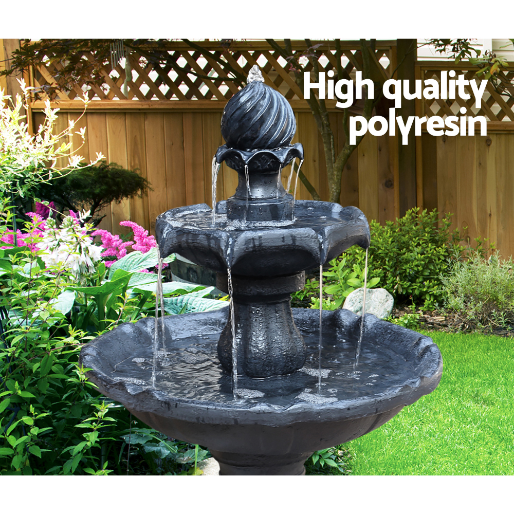 Gardeon Solar Water Feature 3-Tier Fountain with Pump Kit Bird Bath 93CM Black โ image 4