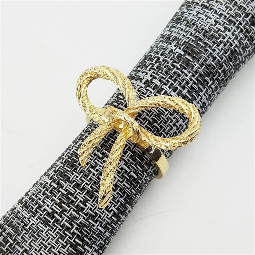 6 Pcs Golden Butterfly Bow Tie Napkin Buckle Hotel Restaurant Napkin Decoration Nice enough to use again and again(Color: Gold) — image 2