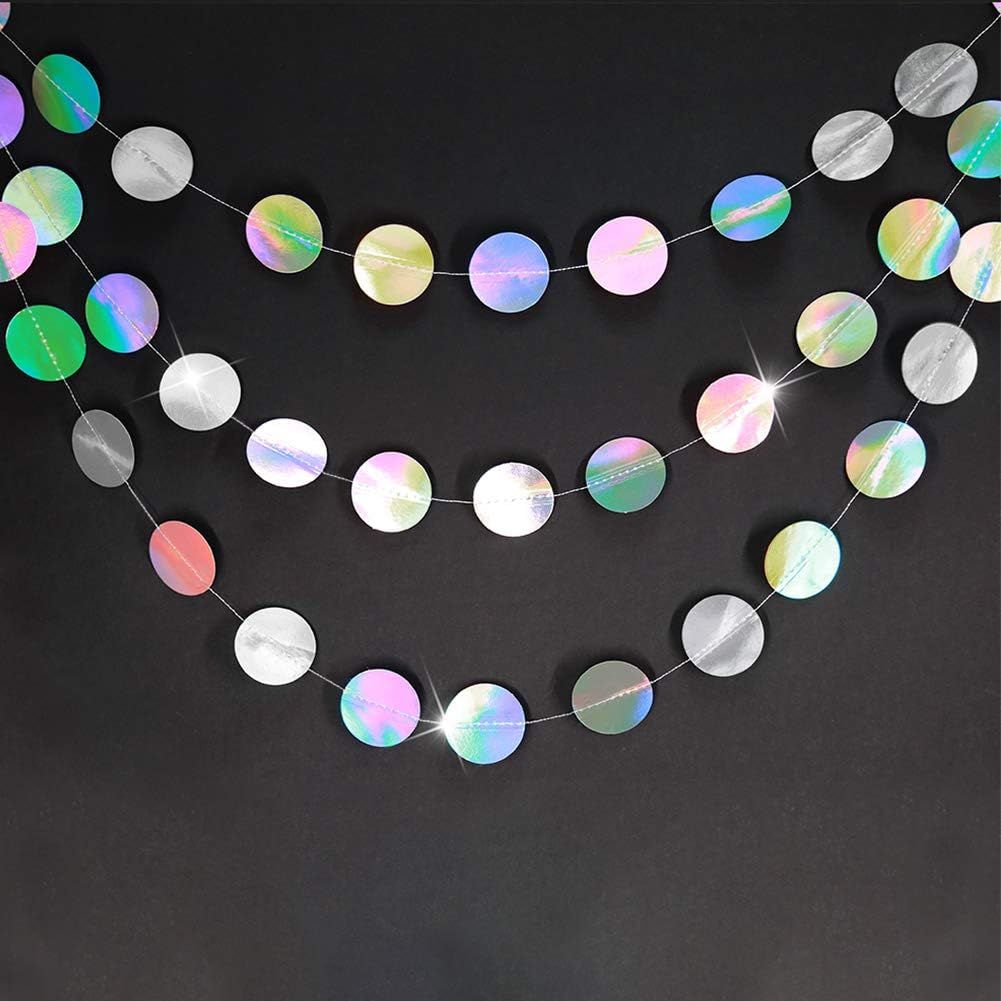 4-Pack Iridescent Circle Garlands, Holographic Party Decorations for Birthday, Wedding, Disco Theme, Graduation, New Year's Eve, Bachelorette Party Supplies — image 2