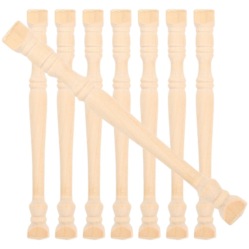 Set of 8 Realistic Khaki Wood Pillars for Dollhouse Decoration and Craft Projects