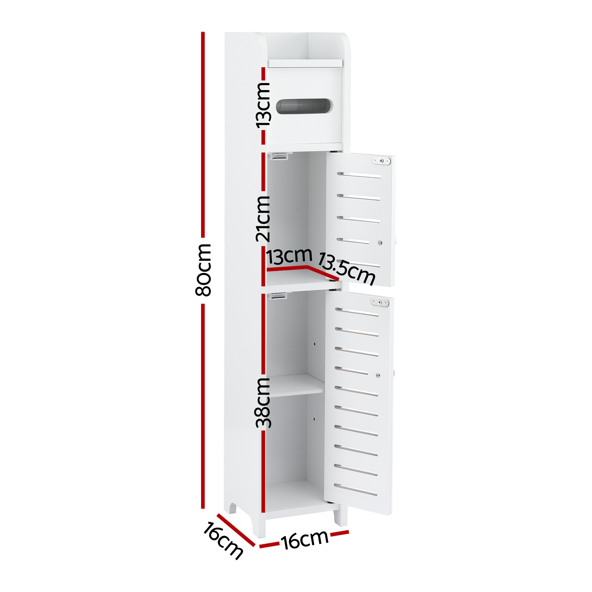 Artiss 2x Bathroom Storage Cabinet 3-Tier Toilet Paper Holder Organizer White — image 3