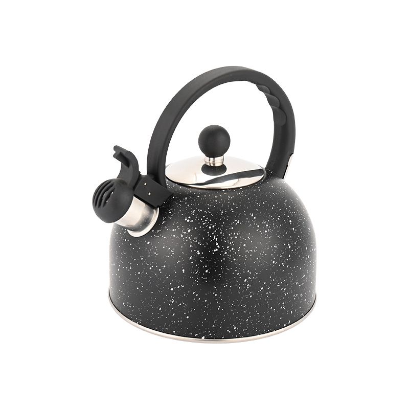 Whistling Kettle 2.5L Tea Pot Fast Boiling with Handle,Stainless Steel, Stovetop Kettle for Camping Dorm Outdoor Kitchen, Black
