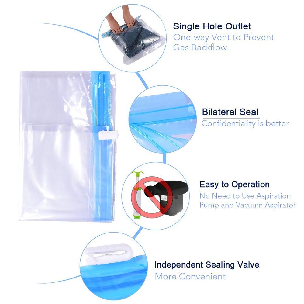 Space Saver Bags - No Vacuum or Pump Needed - Vacuum Storage Bags for Travel Accessorie - Travel and Home Packing Organizers β image 3