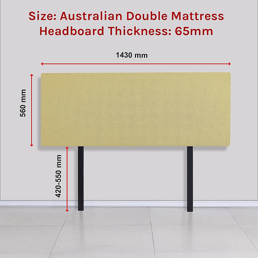 Linen Fabric Double Bed Deluxe Headboard Bedhead - Sulfur Yellow โ image 6