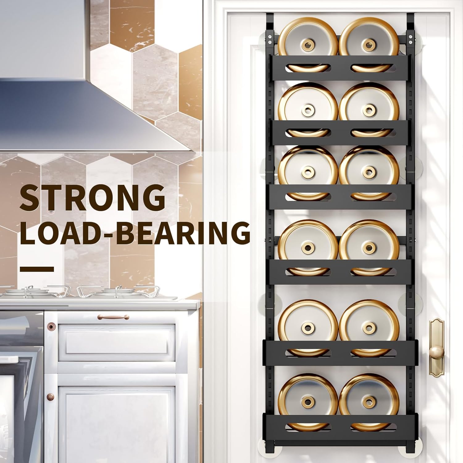 CARLA HOME 6 Tier Over the Door Organizer with Adjustable Metal Pantry Storage Rack and Hanging Baskets for Kitchen and Bathroom — image 3