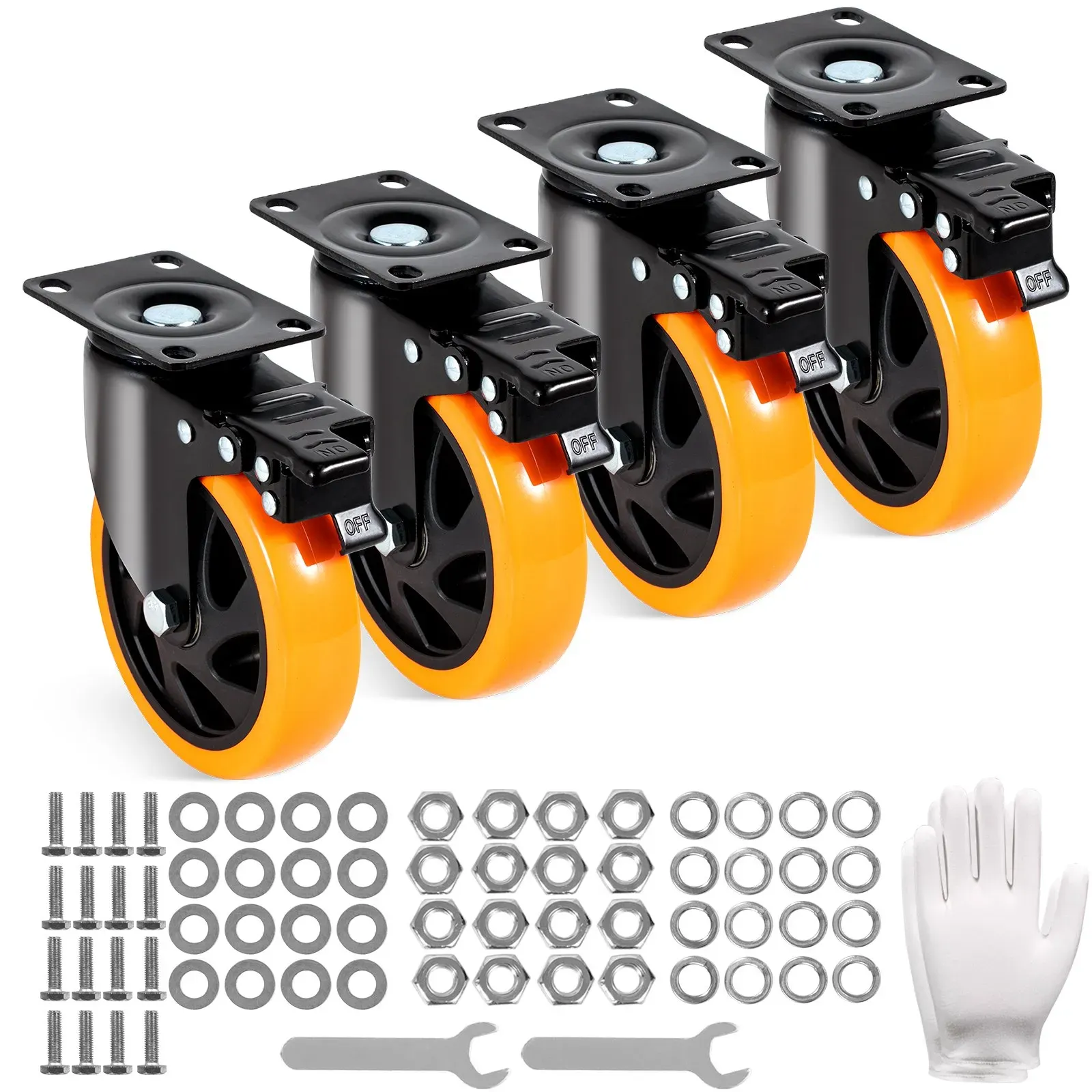 Caster Wheels, 127 mm Swivel Plate Casters, Set of 4, Heavy Duty 204 kg Load Capacity Per Caster — image 5