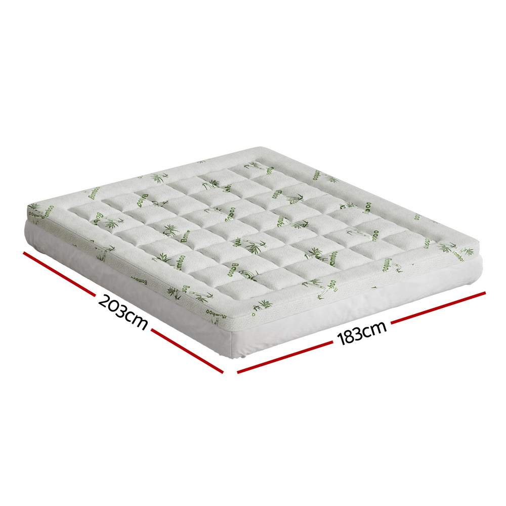 Giselle Bedding Pillowtop Mattress Topper 7.5cm Thick Bamboo Pad for Back Pain Relief Washable Skin-friendly Bed Protector with 45cm Deep Pocket King — image 2
