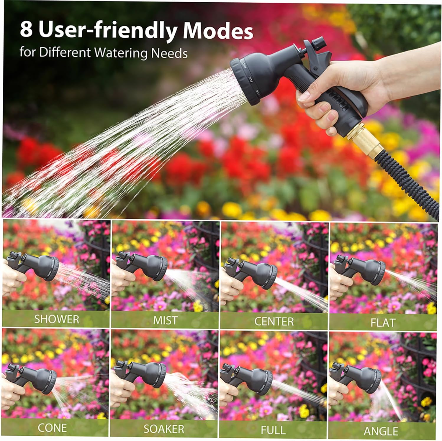 75FT Expandable Garden Hose with 8 Spraying Modes, Shut-Off Valve, Handy Water Pipe for Watering Garden and Washing Car, Expandable Water Hose Tool for Home — image 2