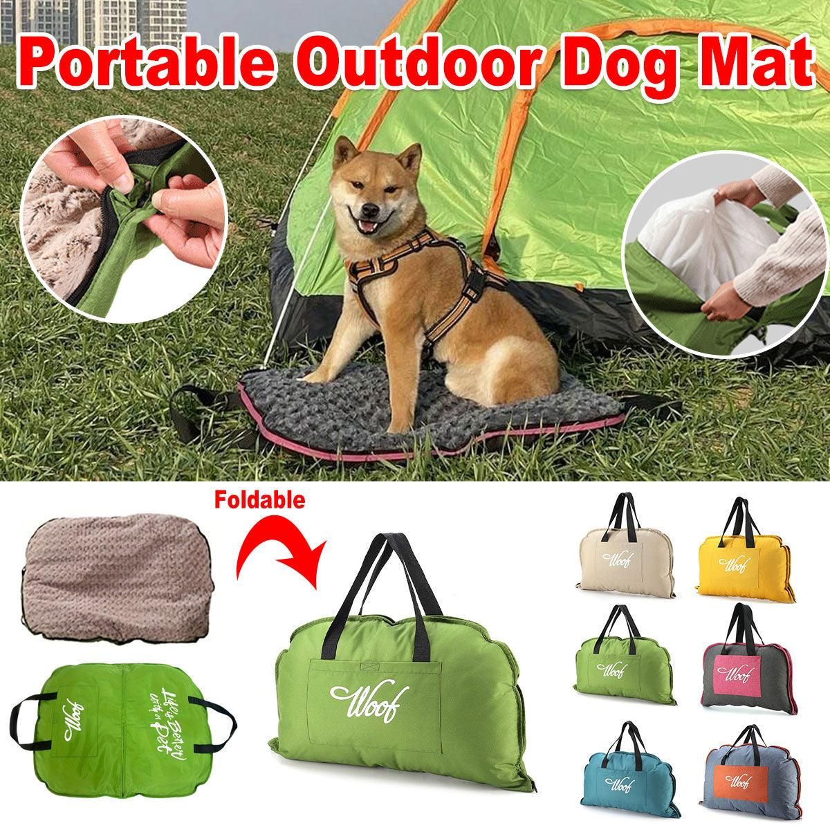 Portable Folding Pet Kennel Zippered Outdoor Dog Bed Travel Mat Waterproof - Yellow — image 2