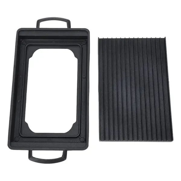 Mini Aluminium Alloy Charcoal Grill Pan with Fast Even Heating for Home Cooking, Camping and Picnics, Black, 24 × 15 cm