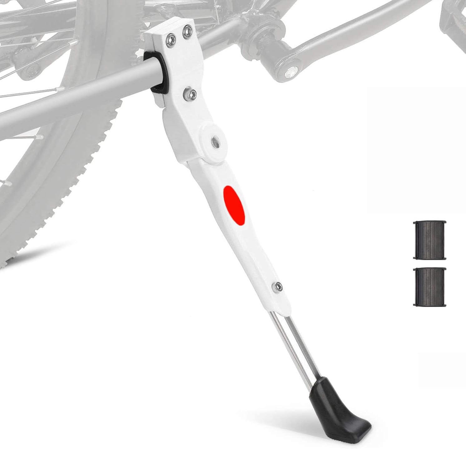 Bike Kickstand, Adjustable Alloy Aluminum Bicycle Kickstand for Road Mountain Bike, Fit 20" 24" 26" Wheels, White