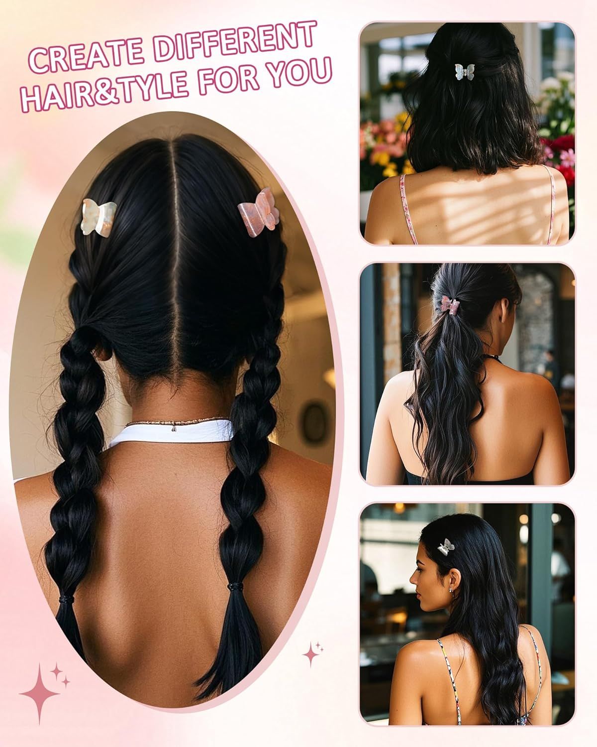 12Pcs Small Hair Clips or Women Girls Acrylic Mini Claw Clips Cute Hair Jaw Claw or Hair Styling Accessories (Butterly style) — image 5