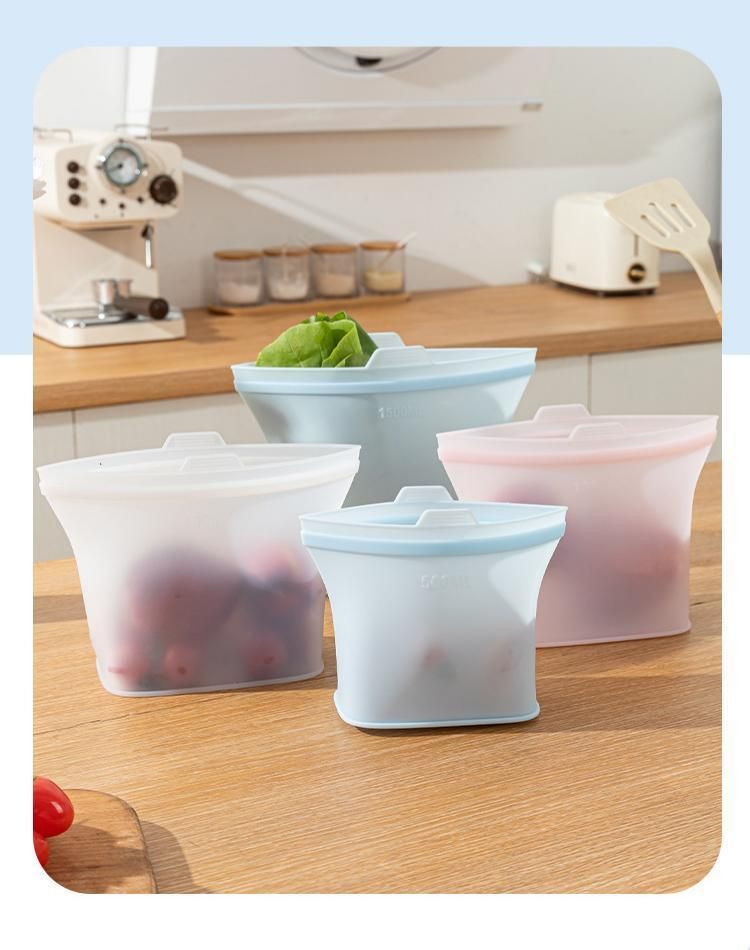 3 Pack Food-Grade Silicone Food Storage Bags, Light Pink, 1000ml โ image 2