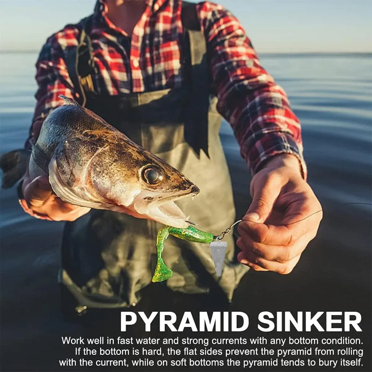 Four Sided Triangular Fishing Lead Sinker with Ring Conical Drop Weight Tackle - 3+4+5+6OZ — image 5