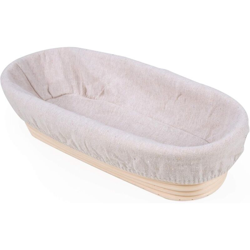 Oval Banneton Bread Proofing Basket with Wool Lining, 30 × 14 × 7 cm