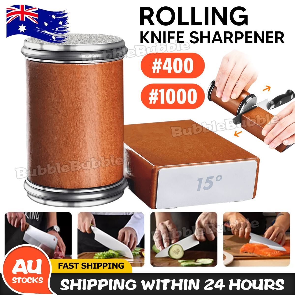 Knife Sharpener Roller Edge Sharpener Diamond Whetstone Kitchen Knife Sharpener - Brown - Size 01 โ image 4