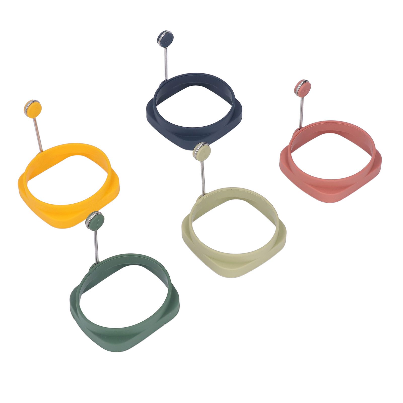5 PCS Handle Egg Frying Rings Silicone Double Sided Egg Rings Quadrate Round Dual Use Omelet Mold — image 4