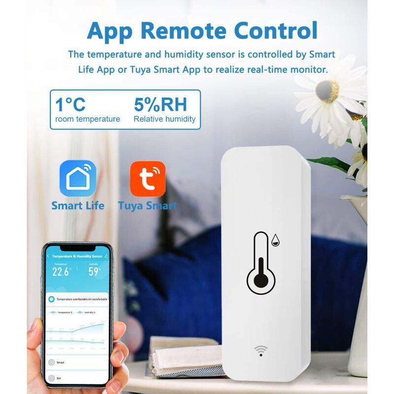 2 Pack WiFi Smart Thermometer Mini Digital Temperature Humidity Sensor Compatible with Alexa and Google Home — image 2