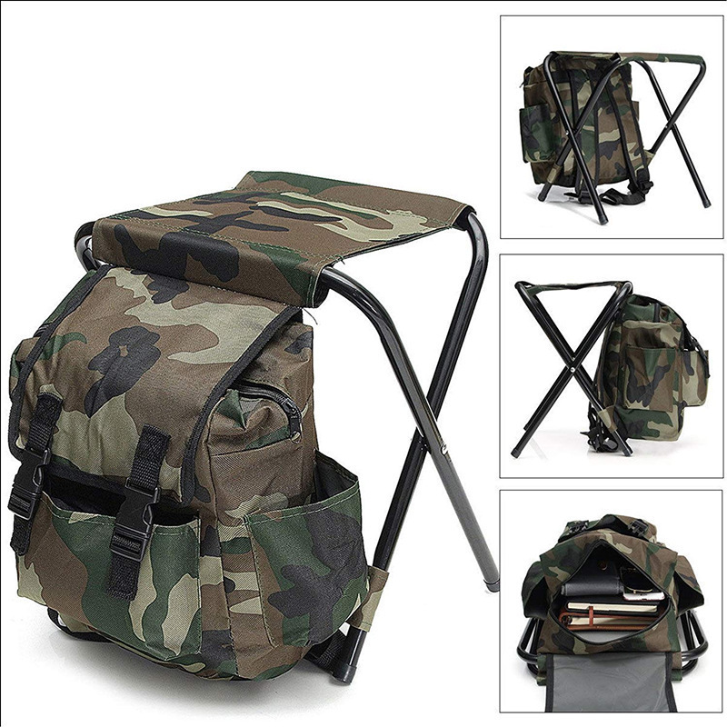 Camo Foldable Backpack Stool for Outdoor Camping, Fishing, and Hiking β image 2